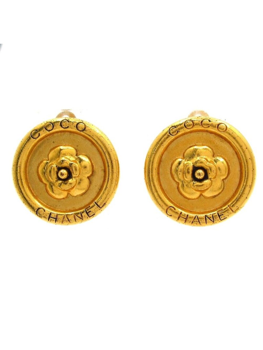 Chanel Earrings Camellia Gold